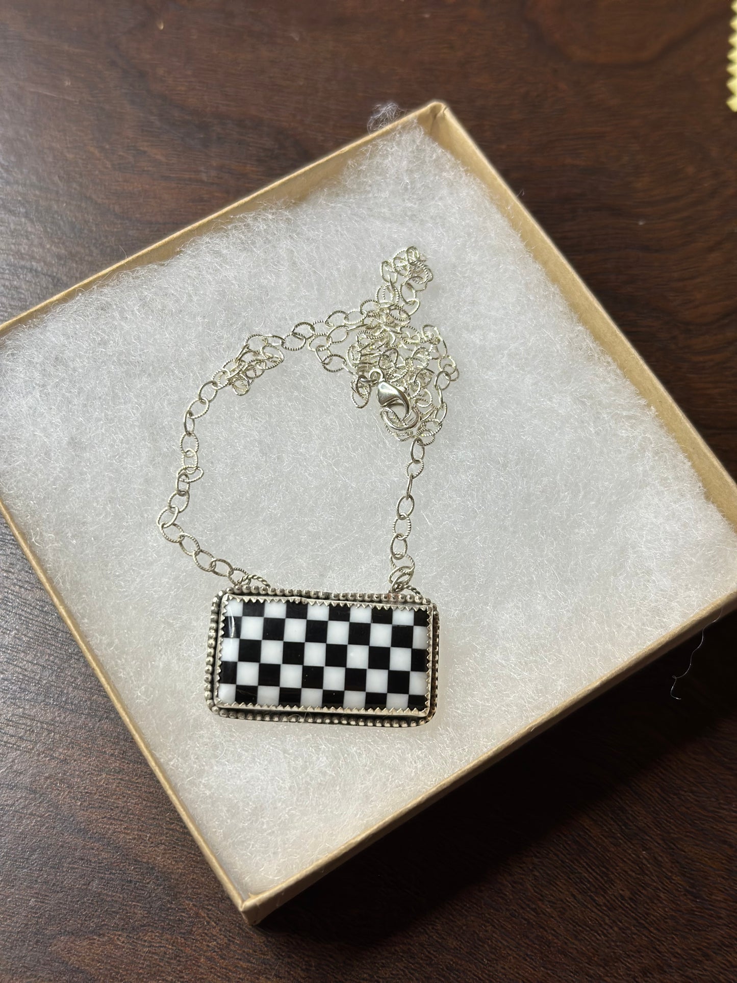 Checkered Bar Necklace