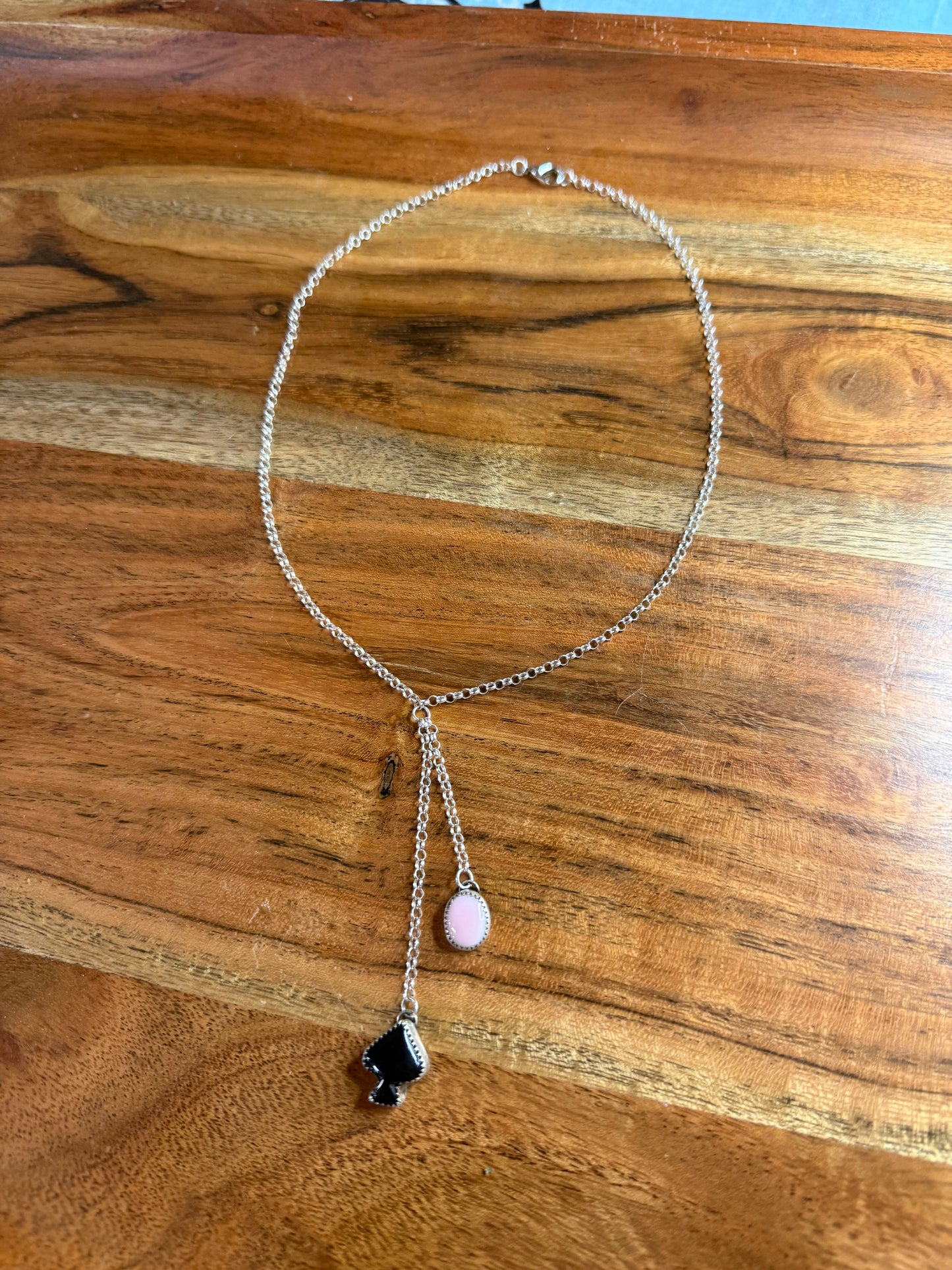 Pink Conch & Spade Necklace
