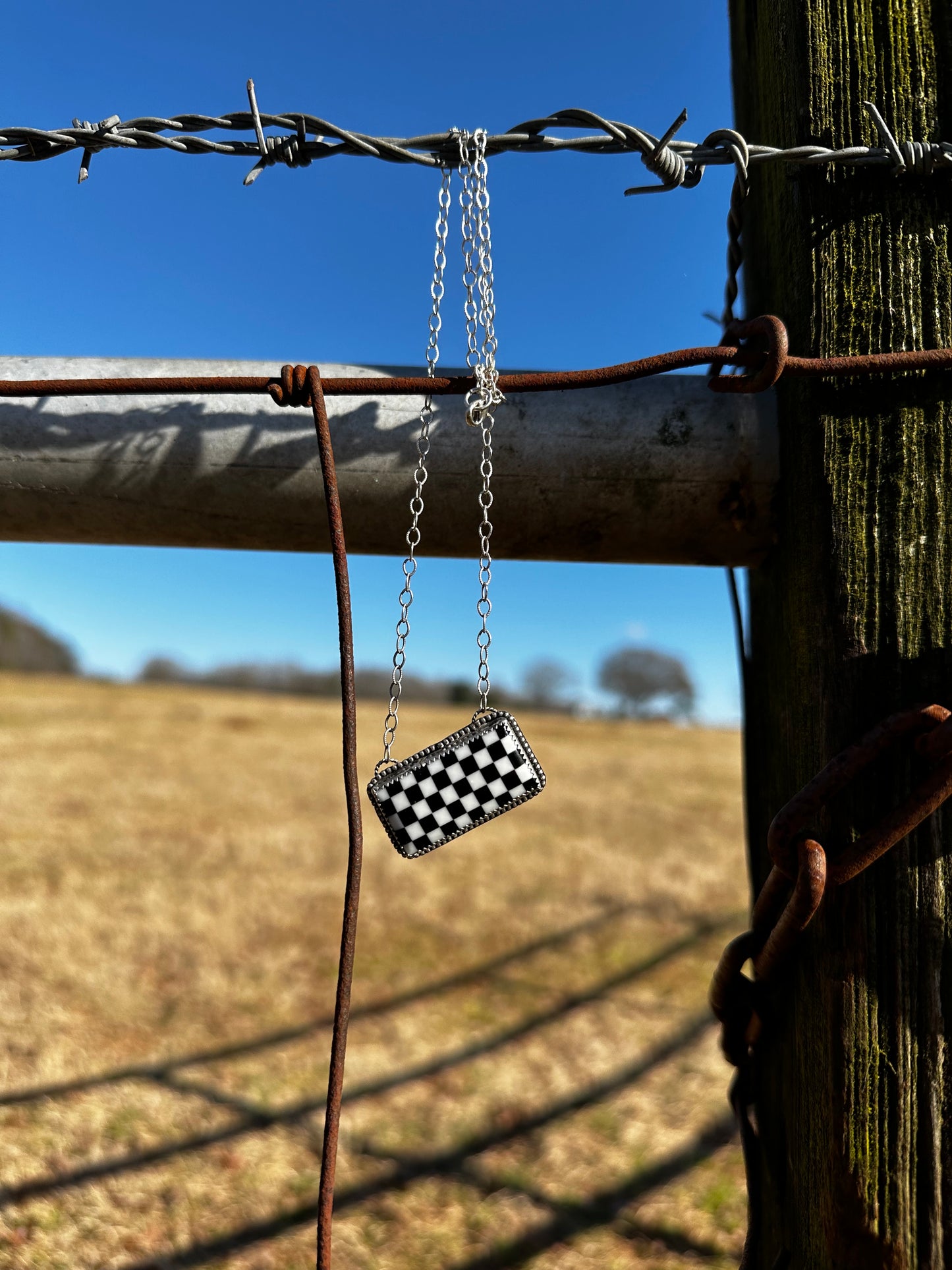 Checkered Bar Necklace