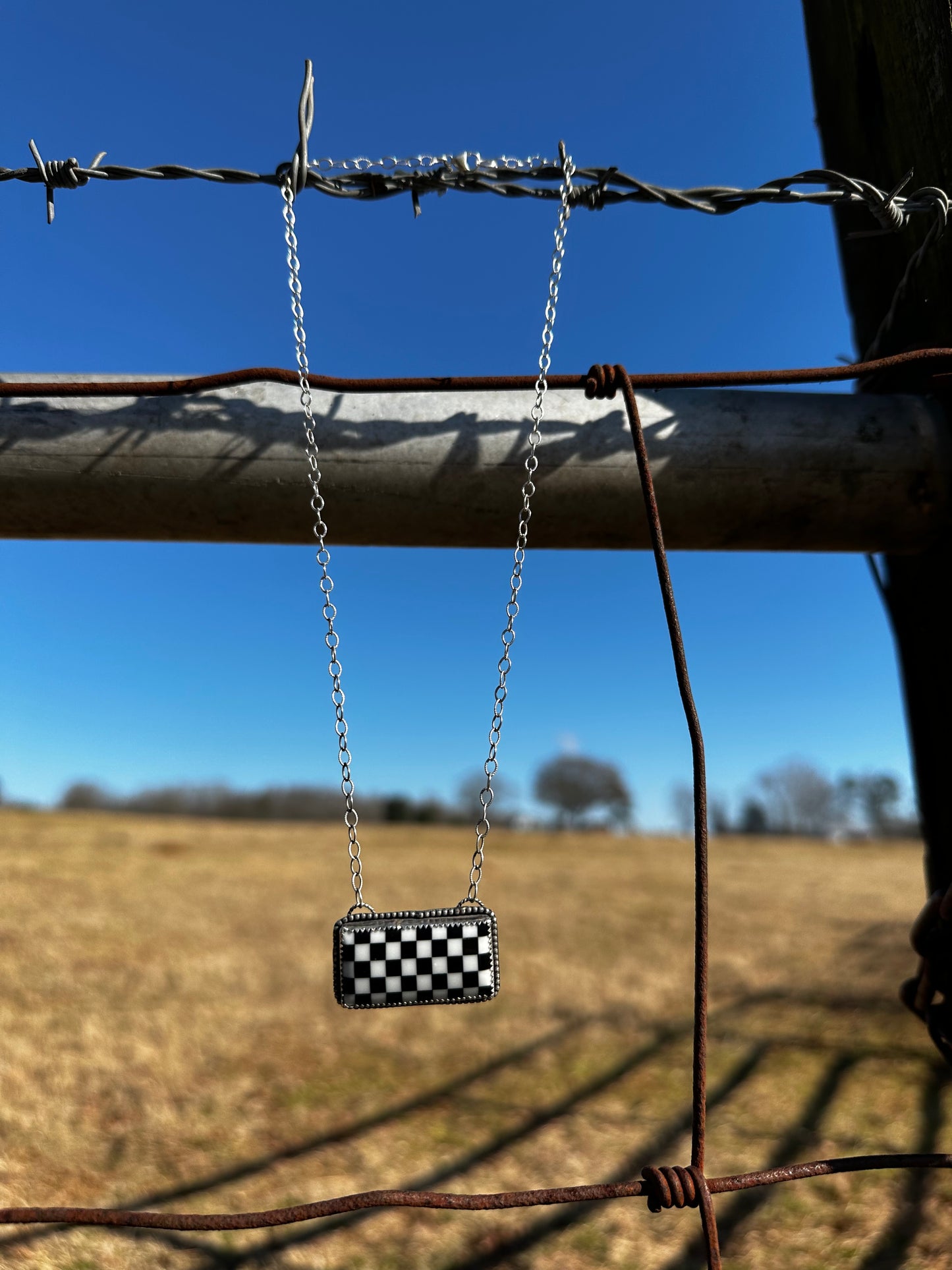 Checkered Bar Necklace