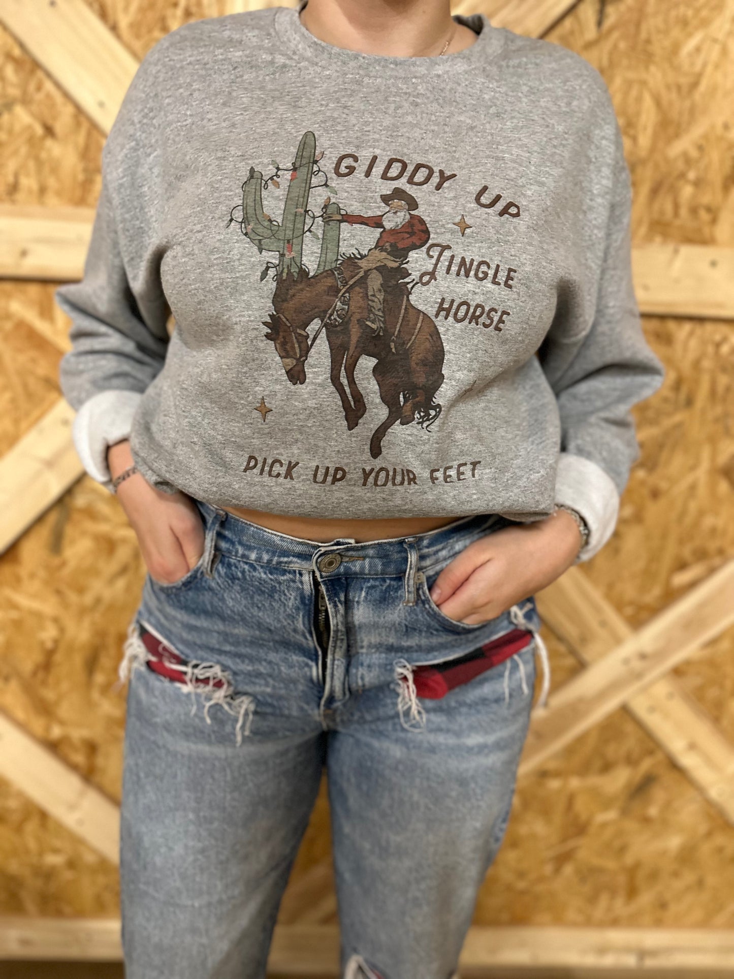 GIDDY UP JINGLE HORSE SWEATSHIRT