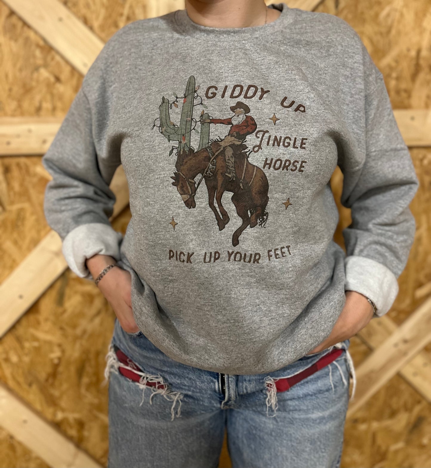 GIDDY UP JINGLE HORSE SWEATSHIRT